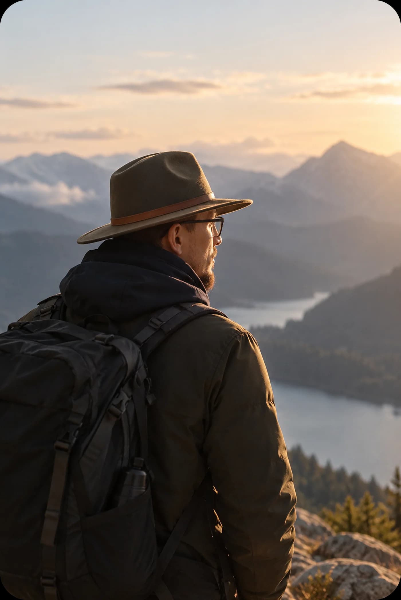 Founder looking over a mountain valley